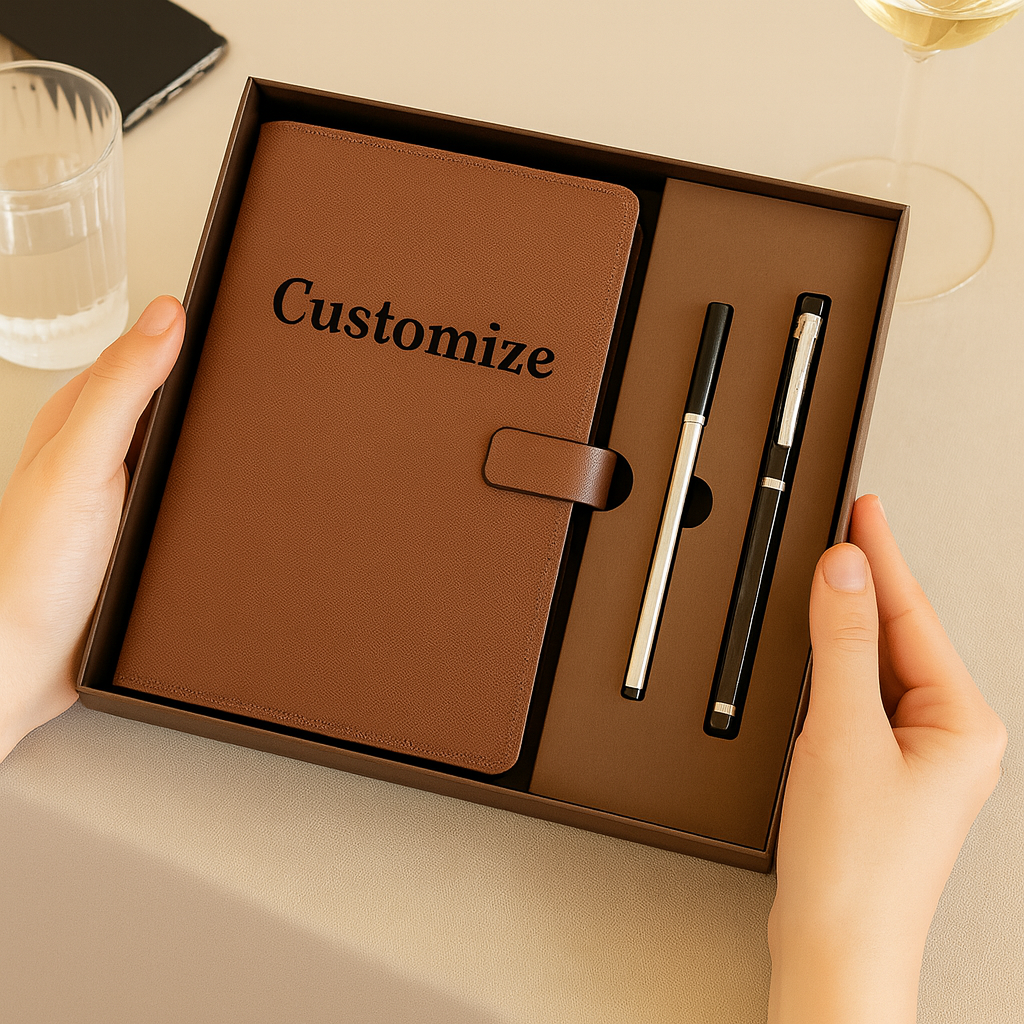 Custom Engraved Luxury Notebook & Pen Gift Set