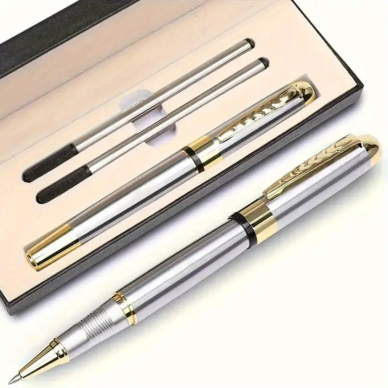 Custom Engraved Luxury Pen with Gift Box - Silver & Gold