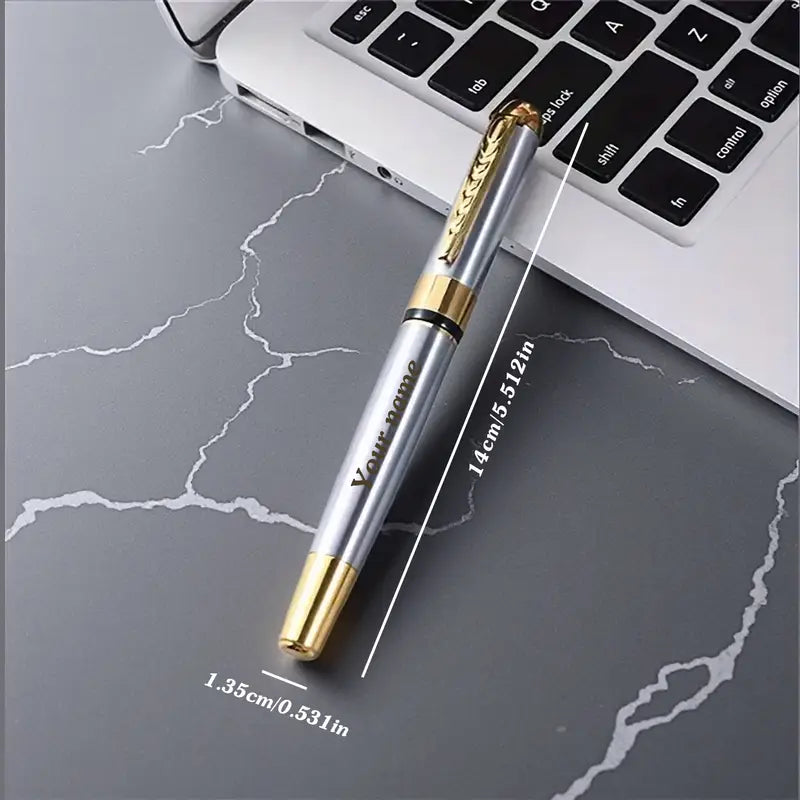 Custom Engraved Luxury Pen with Gift Box - Silver & Gold