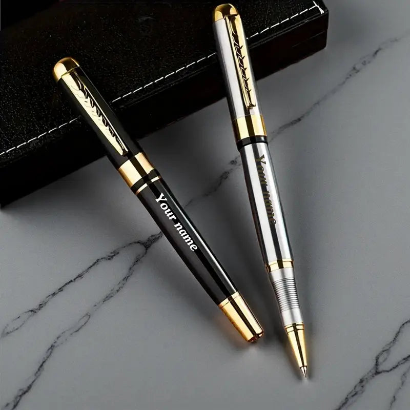 Custom Engraved Luxury Pen with Gift Box - Silver & Gold