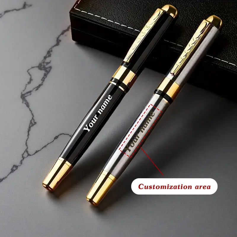 Custom Engraved Luxury Pen with Gift Box - Silver & Gold