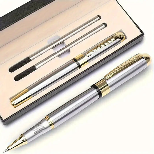 Custom Engraved Luxury Pen with Gift Box - Silver & Gold